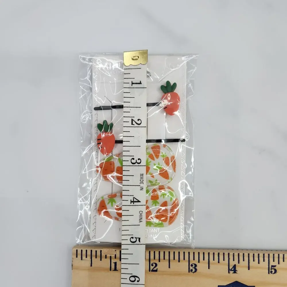 4 pc Carrot Hair Accessories by Mint 2 bobby pins 2 snap barrette clips **NEW**